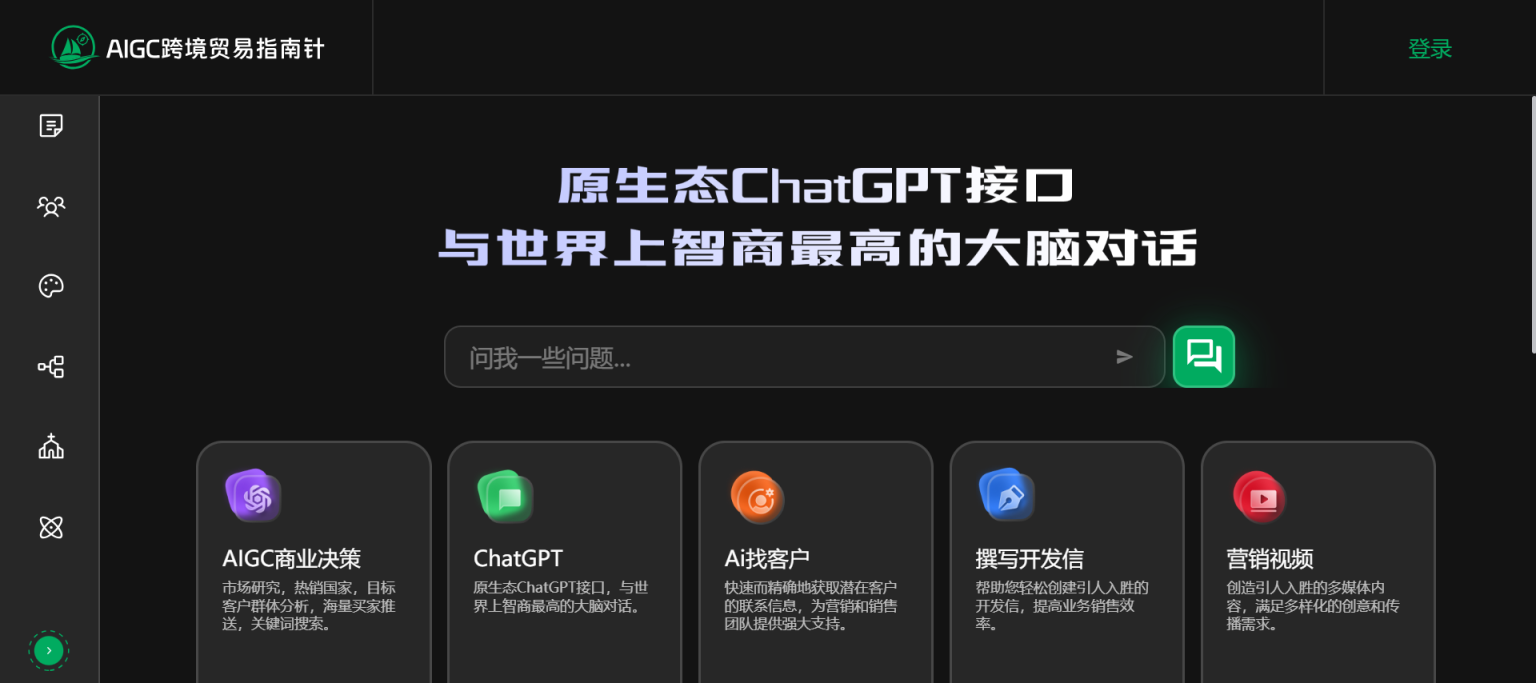 AIGC 贸易指南针 网站截图
