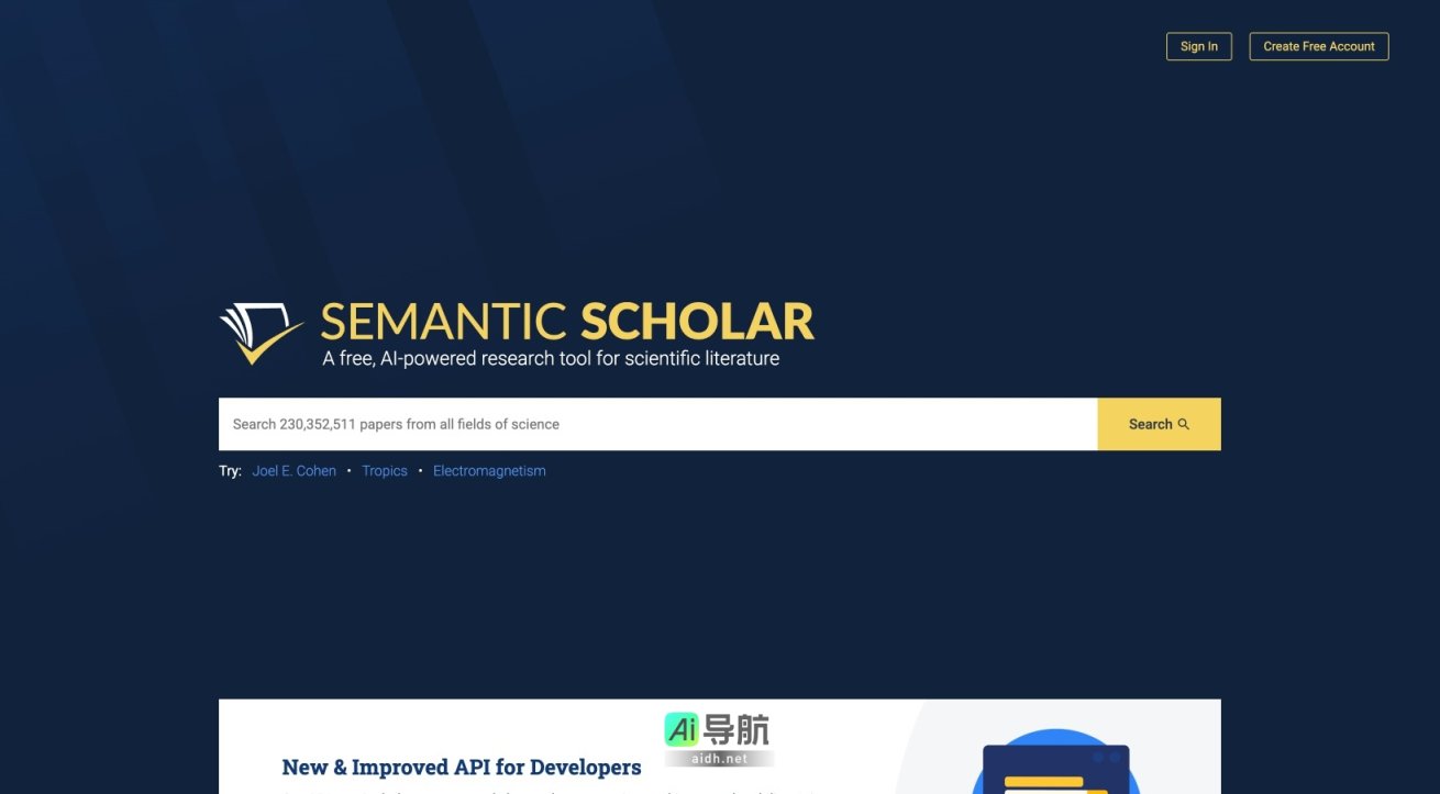 Semantic Scholar AI Semantic Scholar是一个免费的AI驱动科研文献搜索工具，提升科学研究的效率与可访问性 网站截图