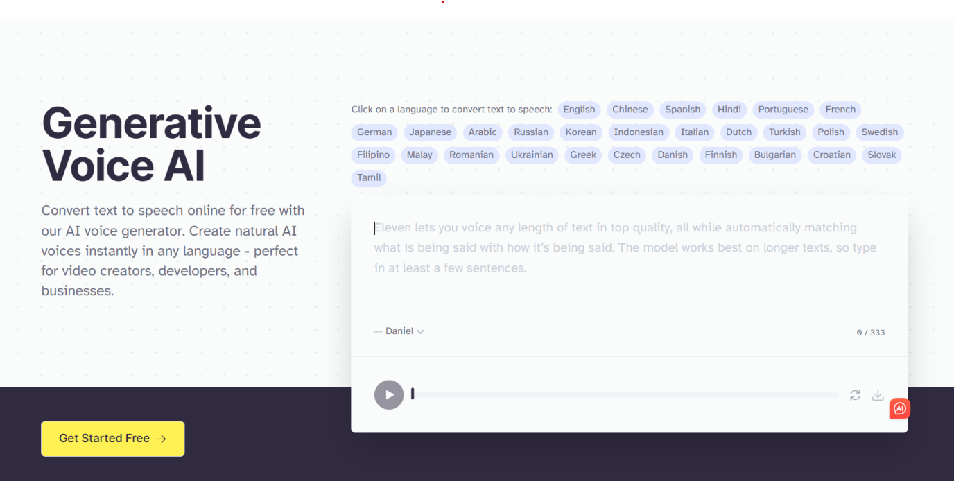 Elevenlabs 网站截图