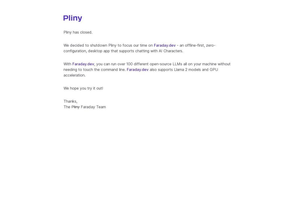 Pliny 网站截图