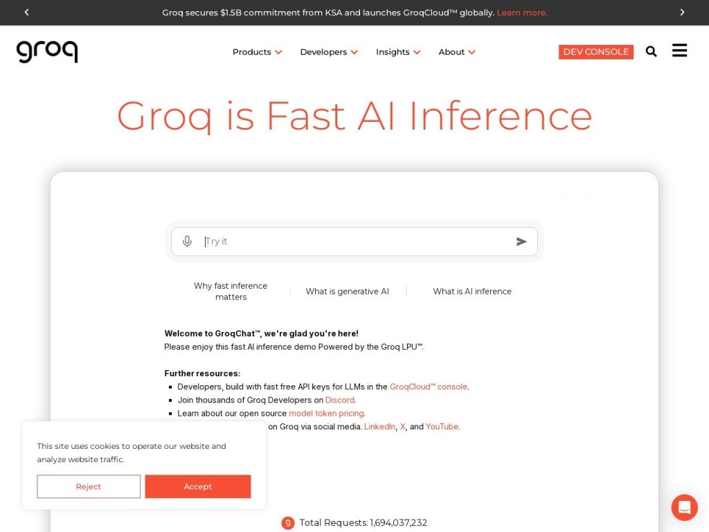 Groq 网站截图