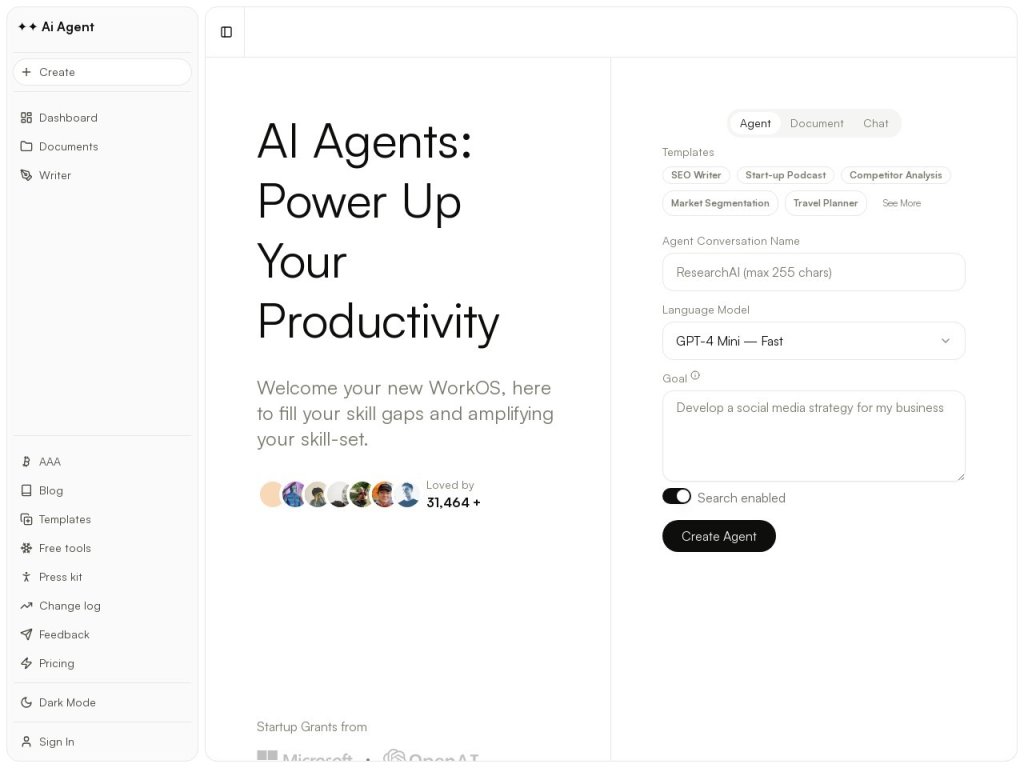 AI Agent 网站截图
