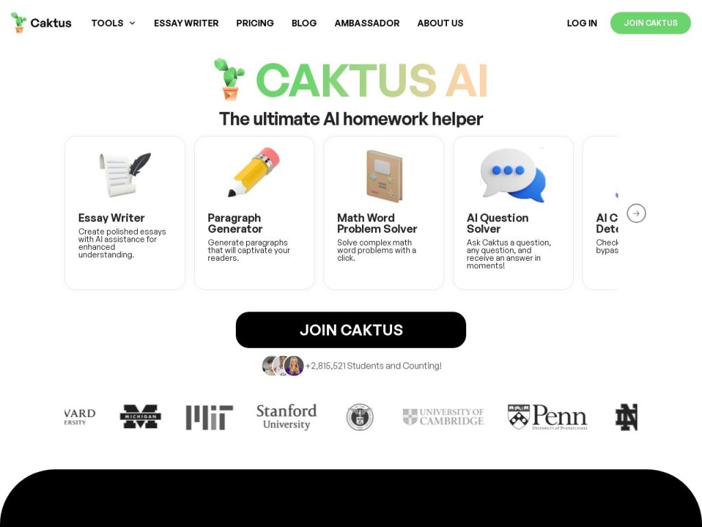 Caktus AI 网站截图