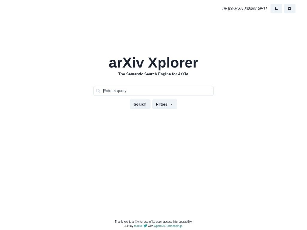 arXiv Xplorer 网站截图
