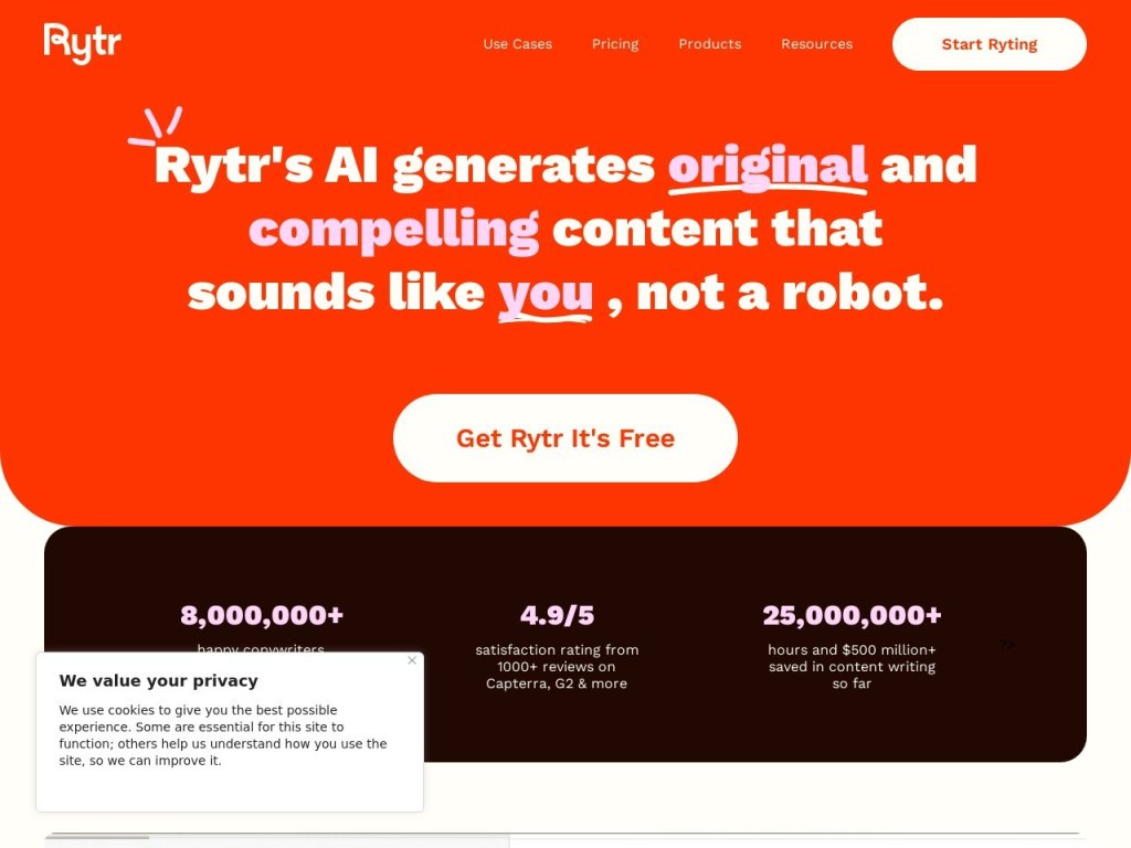 Rytr写作助手 网站截图
