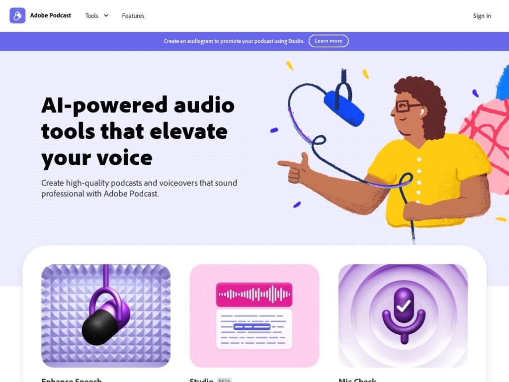 adobe.podcast 网站截图