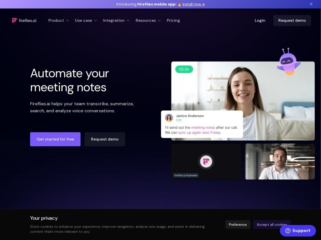Fireflies.ai 网站截图