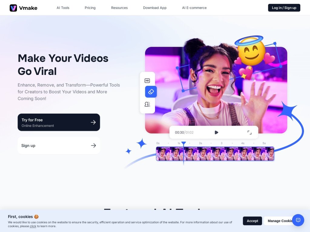 Vmake AI 网站截图