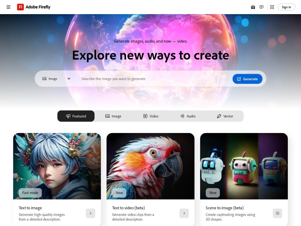 Adobe Firefly 网站截图