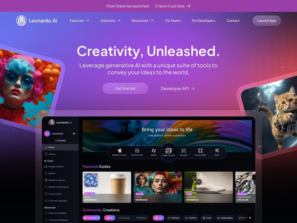 Leonardo.ai 网站截图