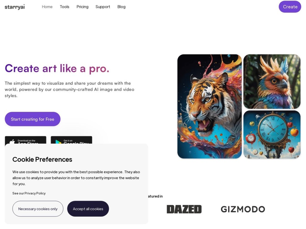 Starry.ai 网站截图