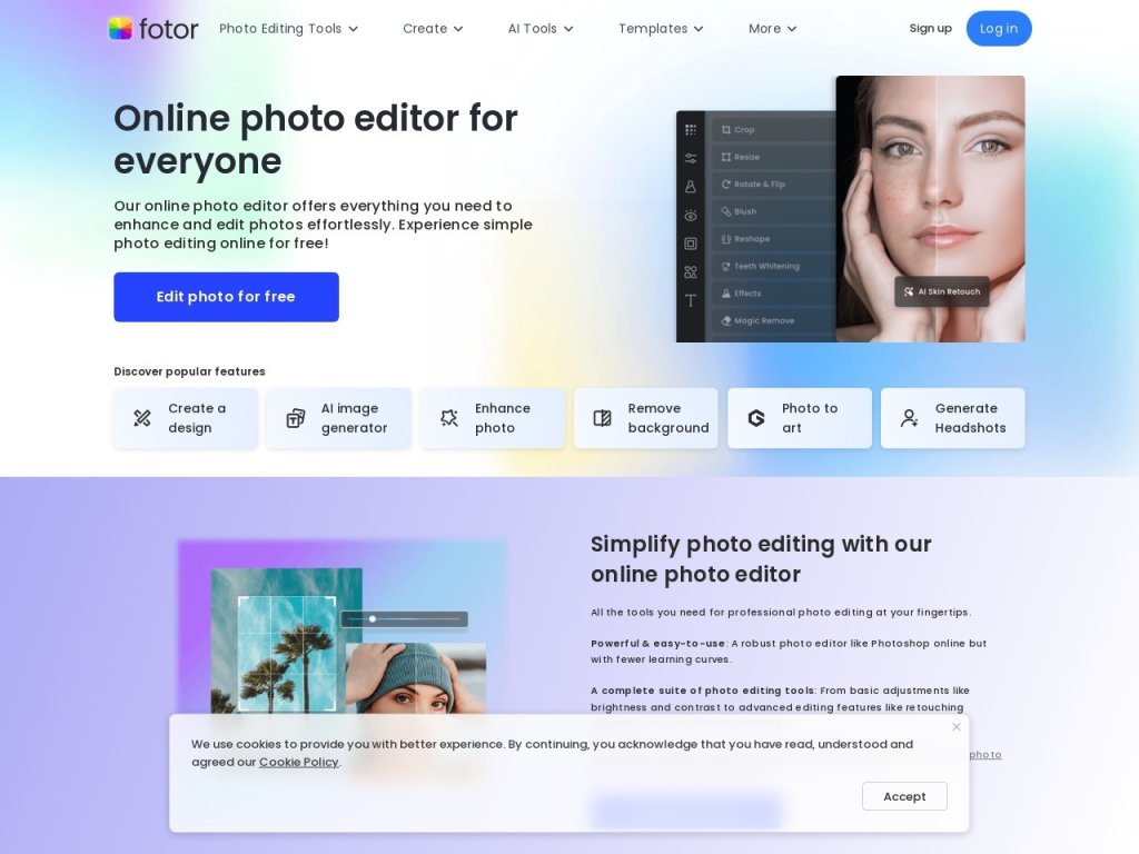 Fotor AI Face Generator 网站截图