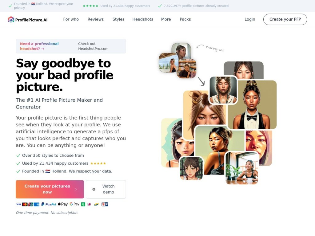 ProfilePicture.AI 网站截图