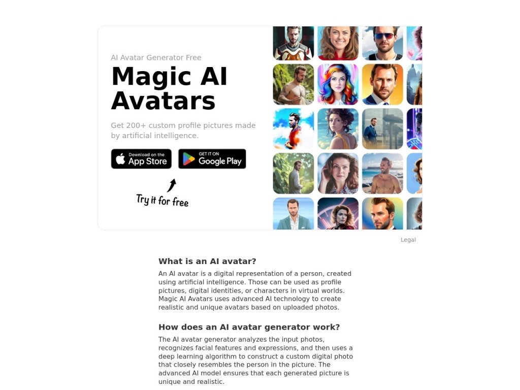 Magic AI Avatars 网站截图
