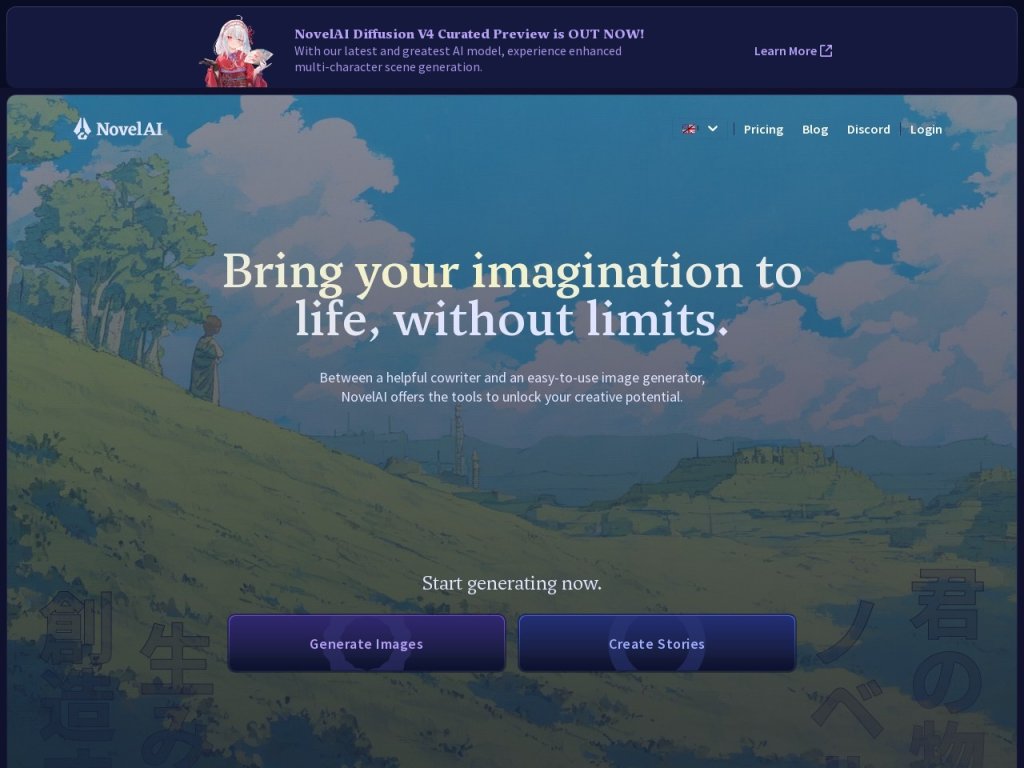 NovelAI 网站截图