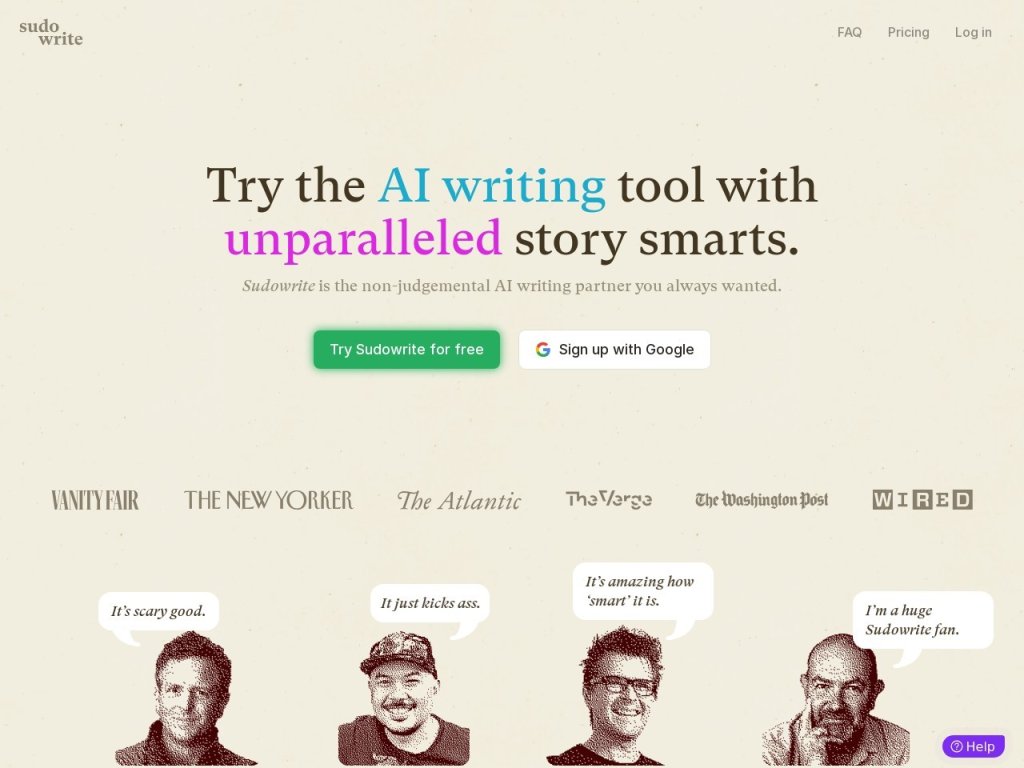Sudowrite 网站截图