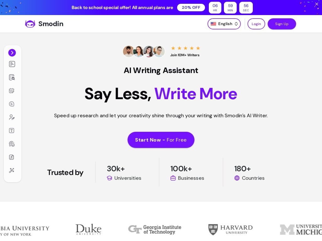 Smodin AI Content Detector 网站截图