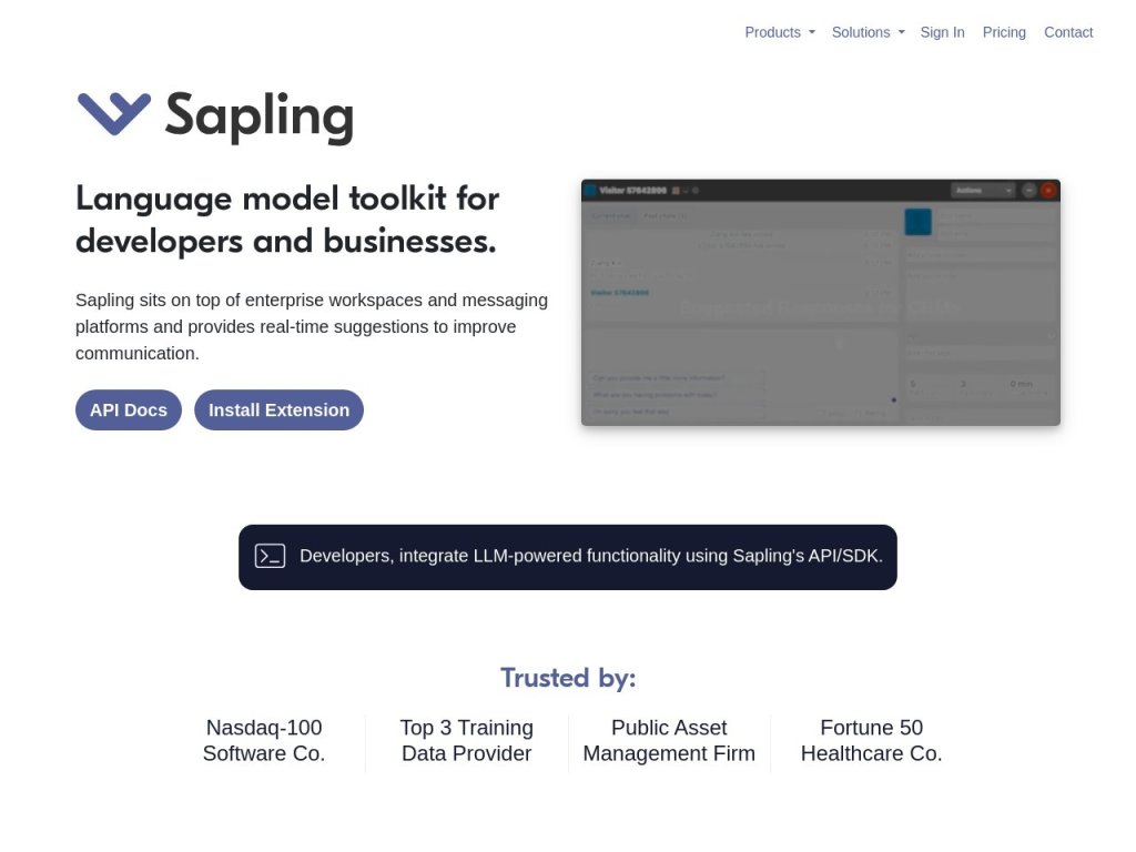 Sapling AI Content Detector 网站截图