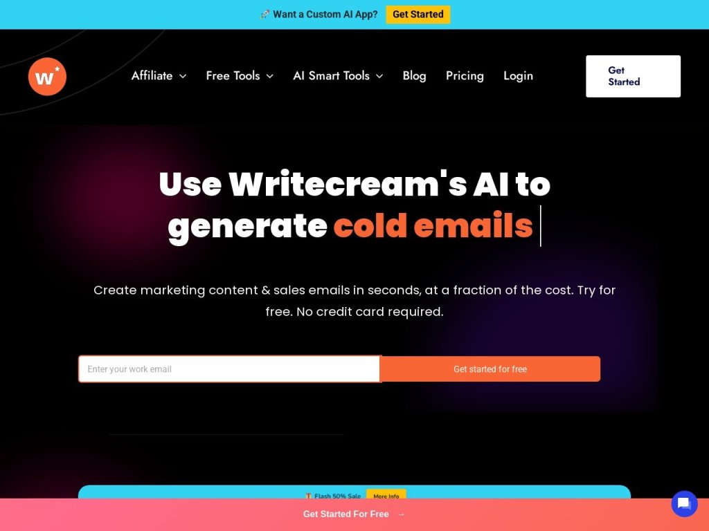 Writecream AI Content Detector 网站截图