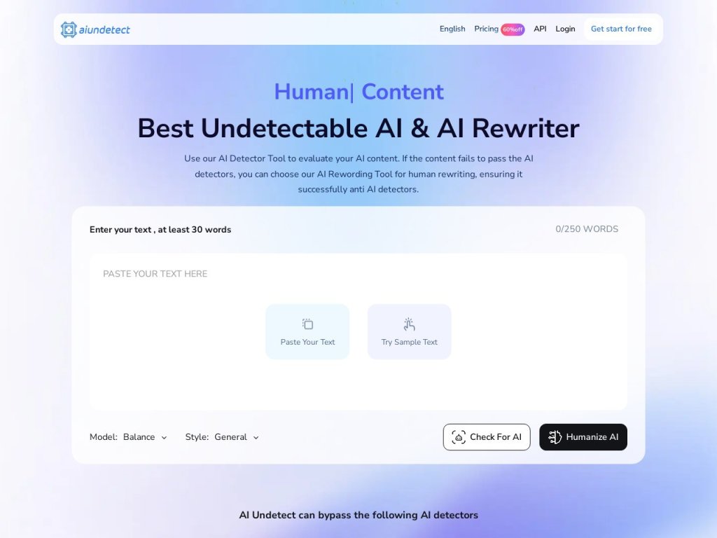 AI Undetect 网站截图