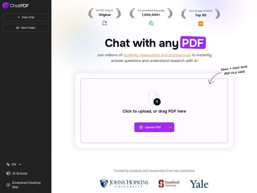 ChatPDF 网站截图