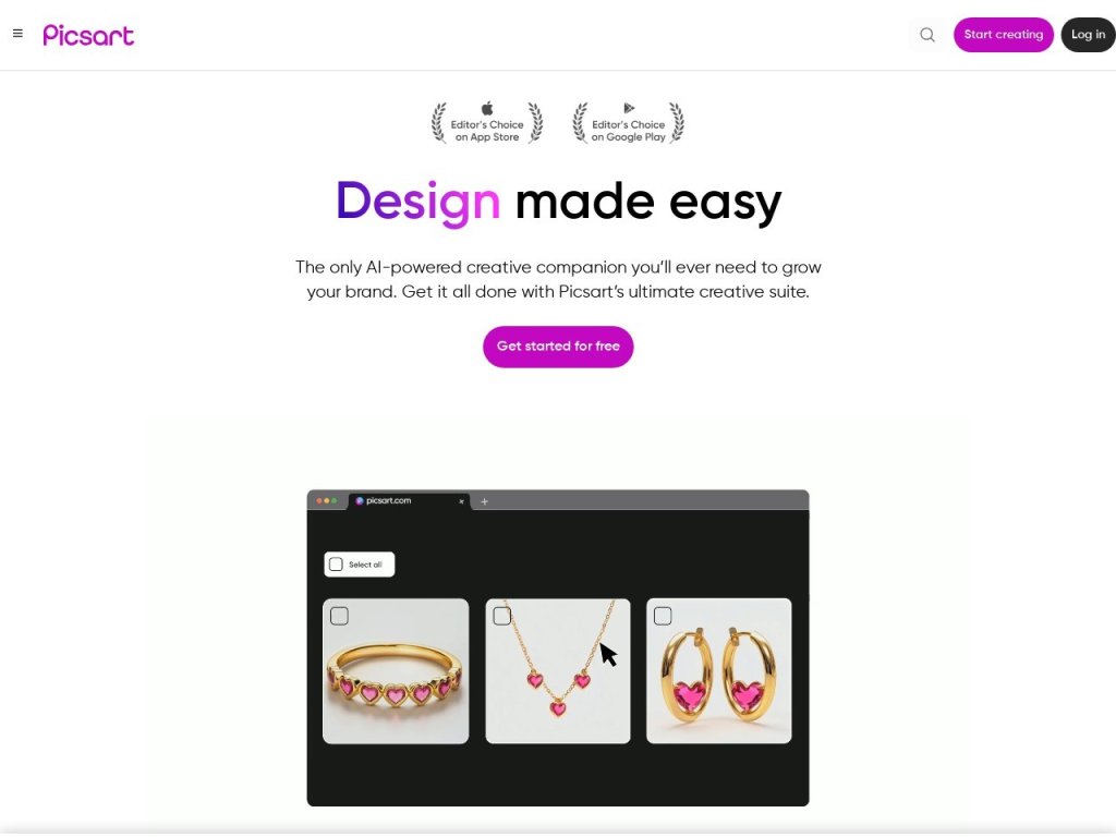 Picsart AI Image Generator 网站截图