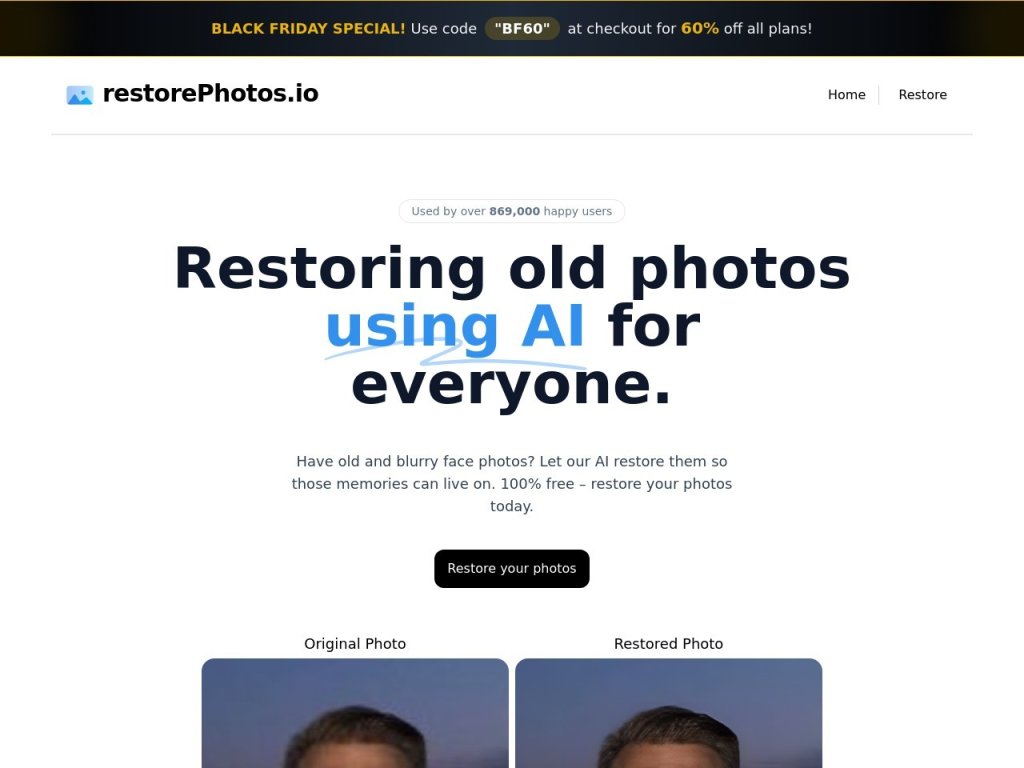 Restorephoto 网站截图