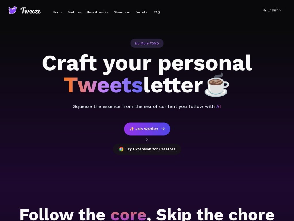 Tweeze 网站截图