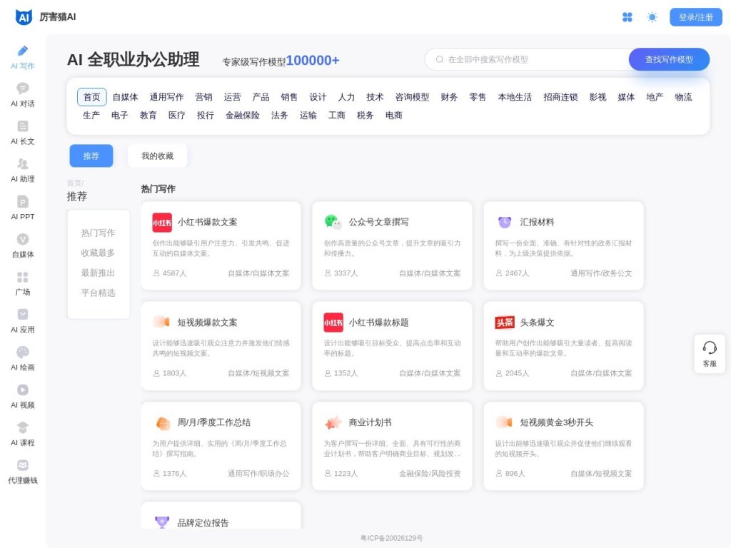 厉害猫AI 网站截图