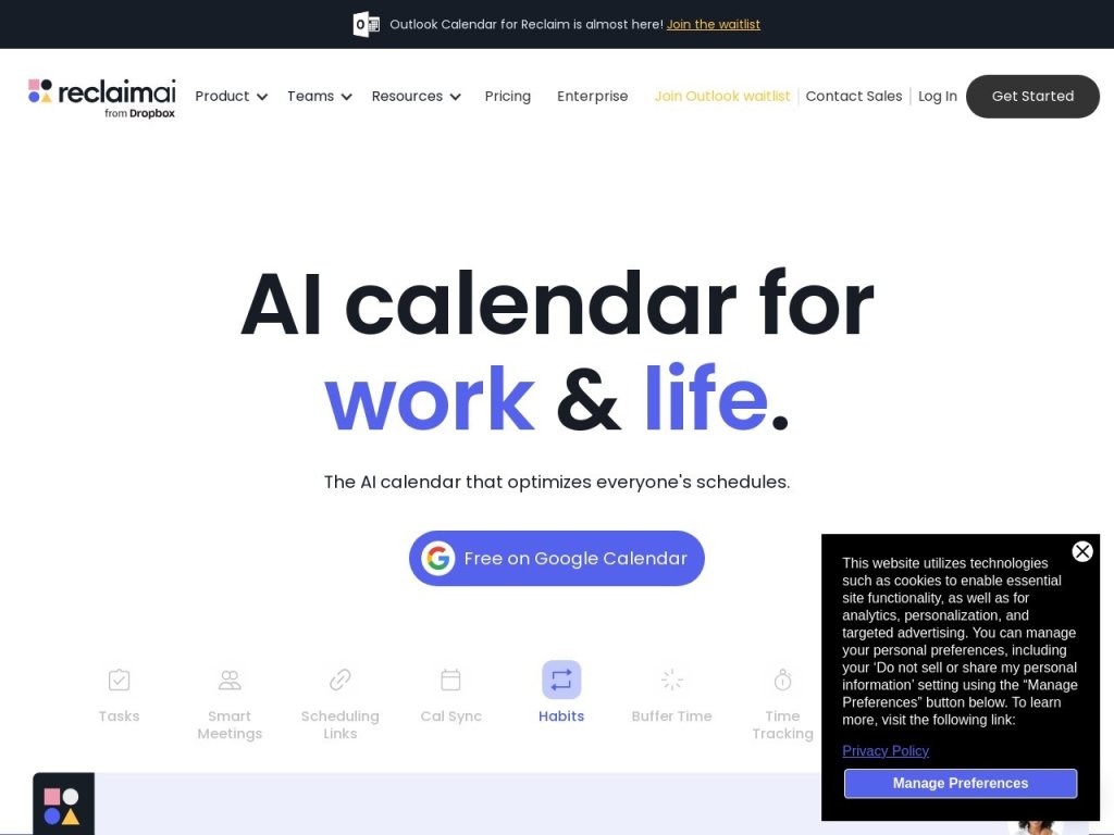 Reclaim.ai 网站截图