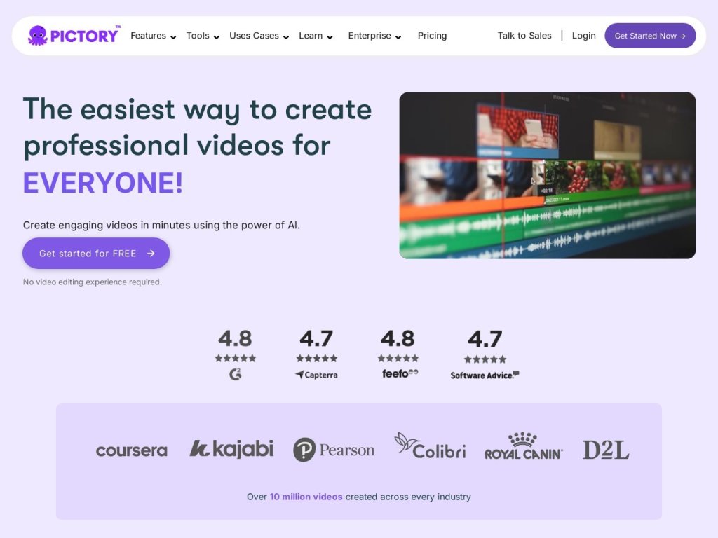Pictory 网站截图