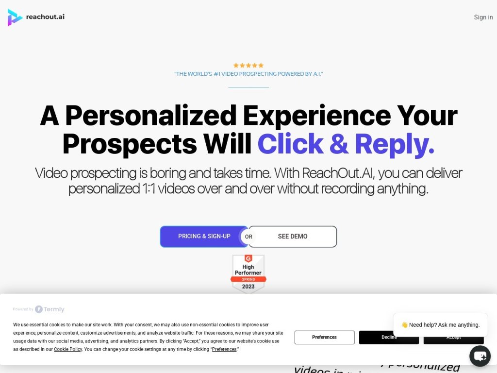 Reachout.ai 网站截图