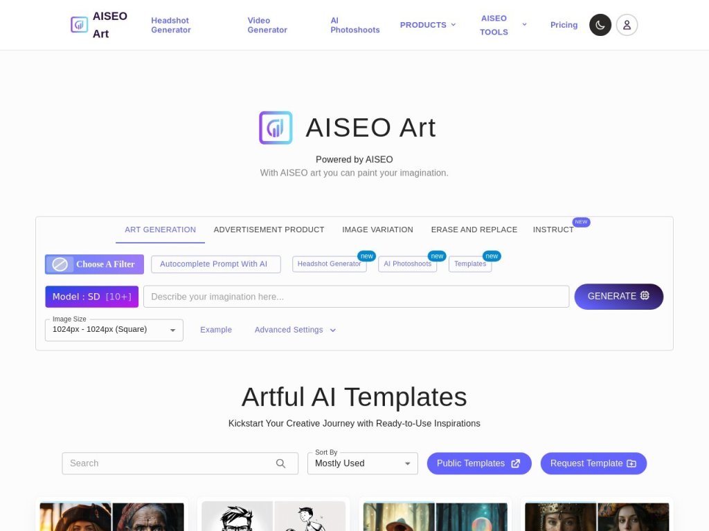 AISEO ART 网站截图