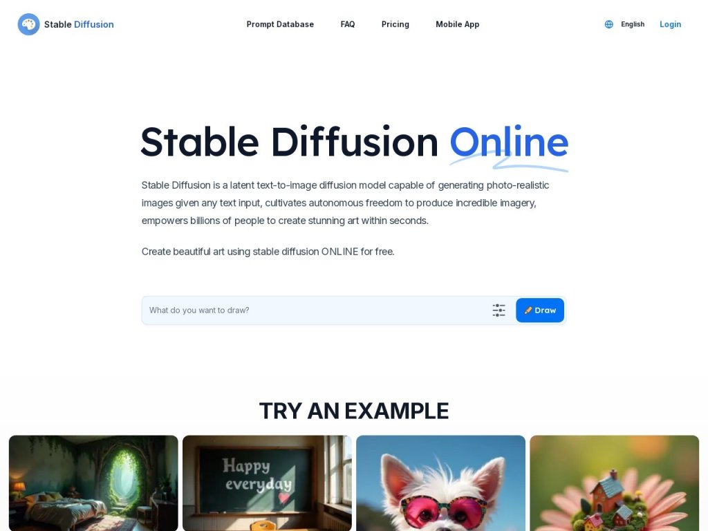Stable Diffusion Online 网站截图