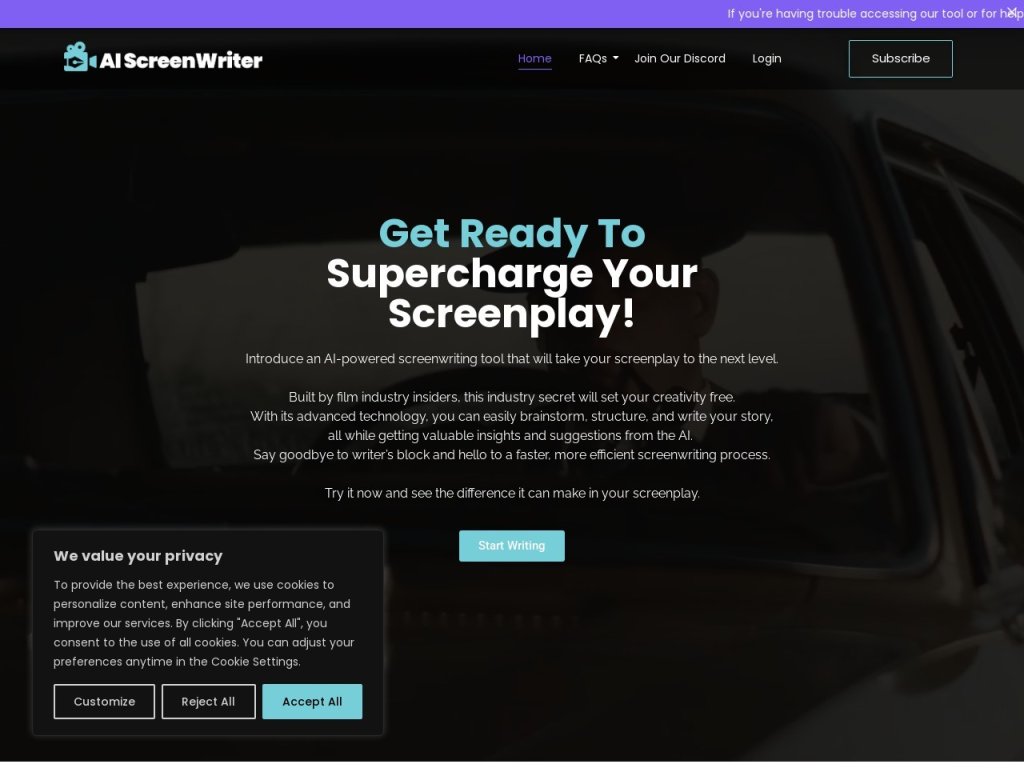 AI Screenwriter 网站截图