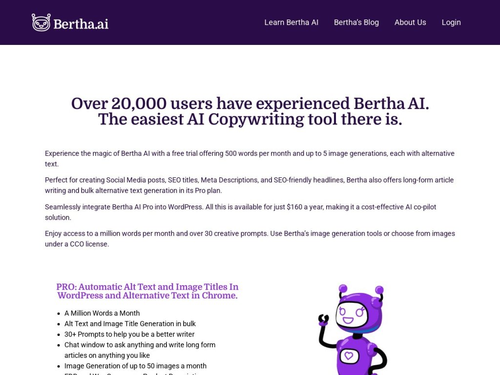 Bertha.ai 网站截图