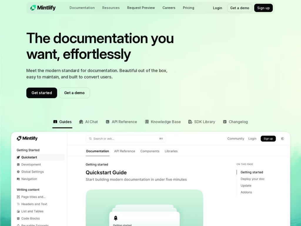 Mintlify 网站截图