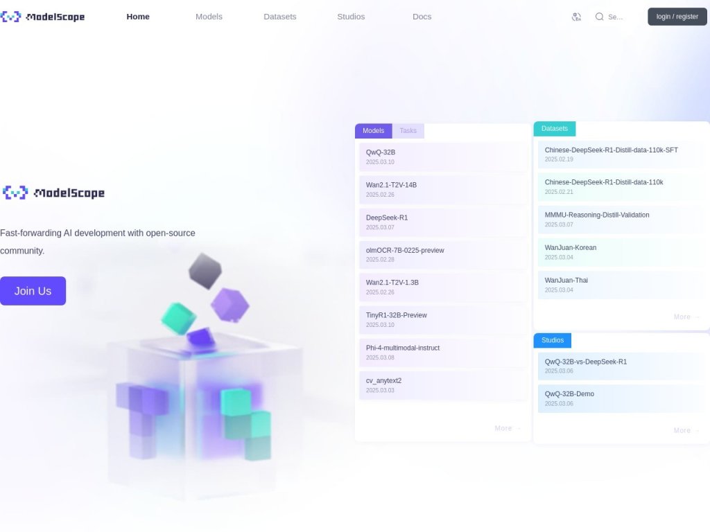 ModelScope 网站截图