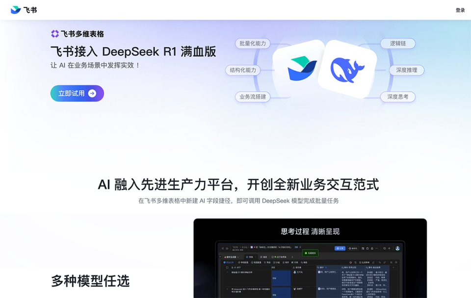 飞书多维表格 网站截图