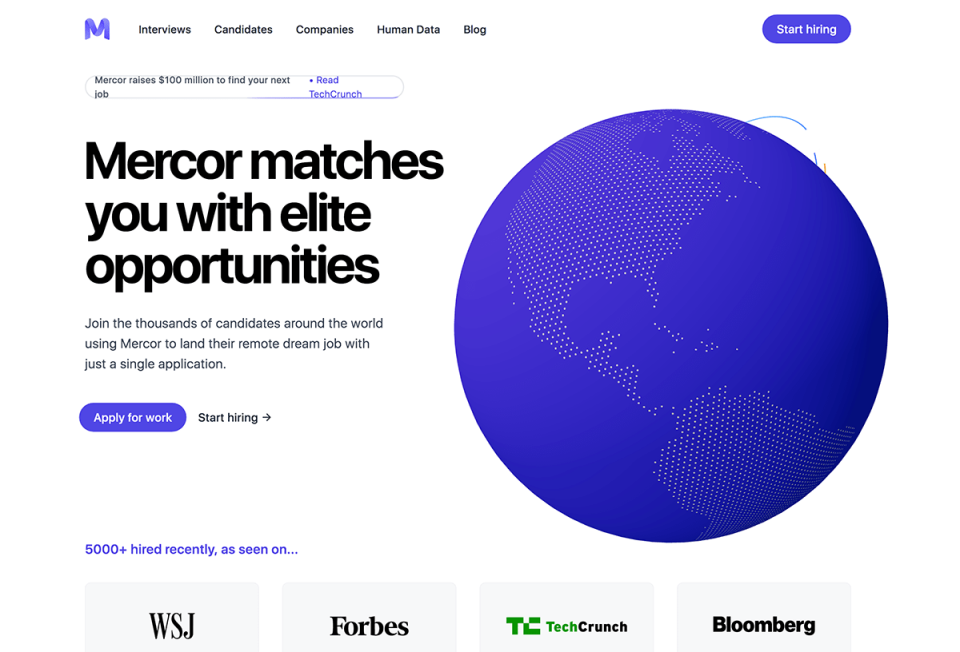 Mercor 网站截图