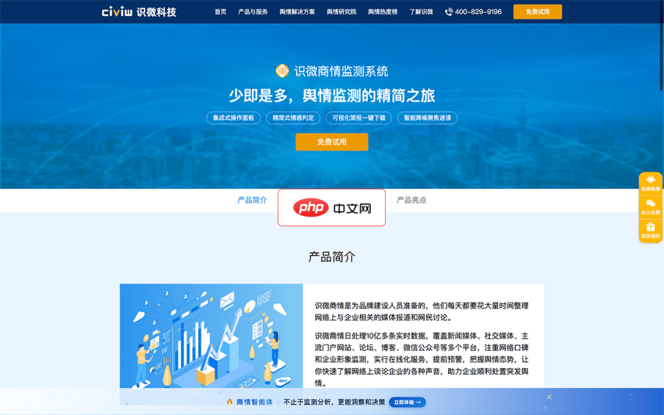 识微商情监测系统 网站截图