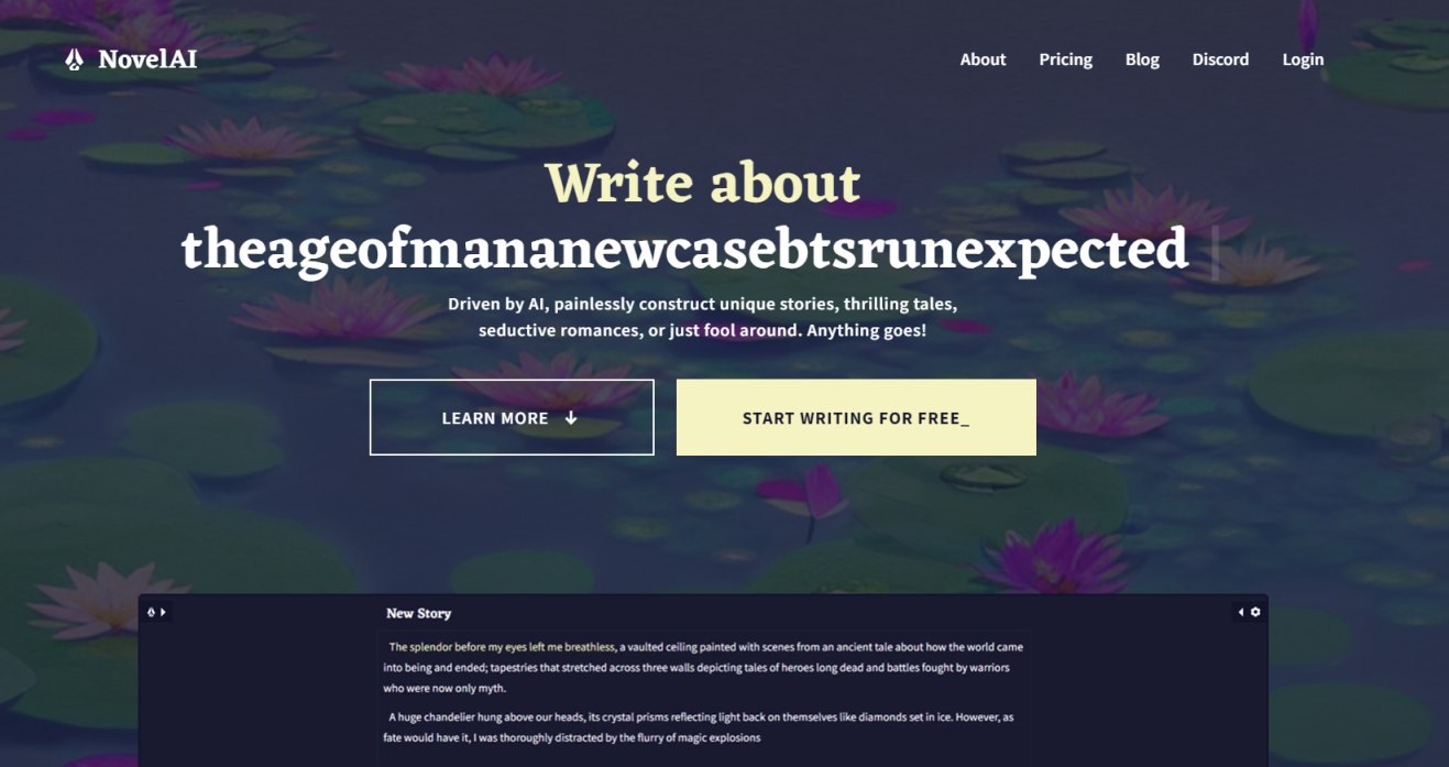 NovelAI 网站截图