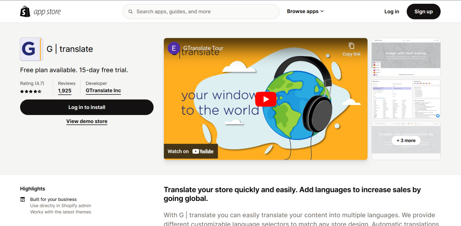 GTranslate 网站截图