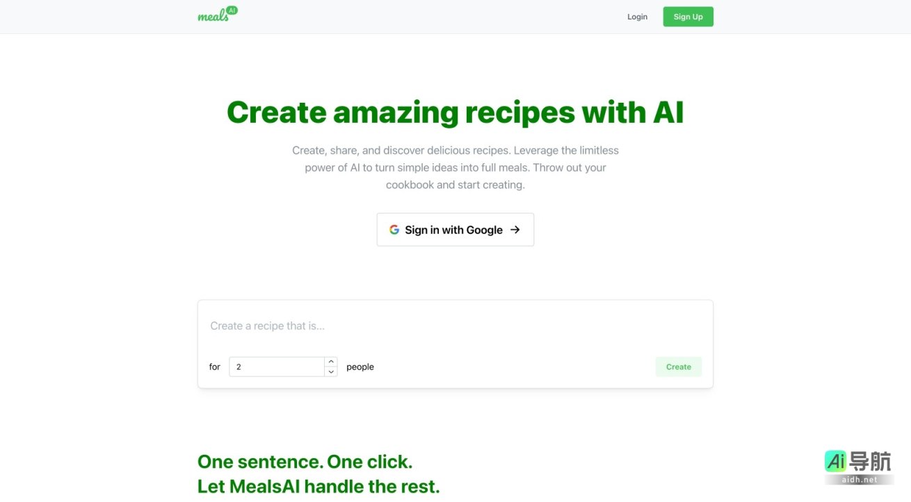 MealsAI 利用AI生成独特食谱，满足各种饮食需求，轻松创造美味佳肴 网站截图