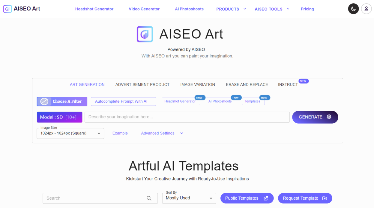 AISEO Art 网站截图
