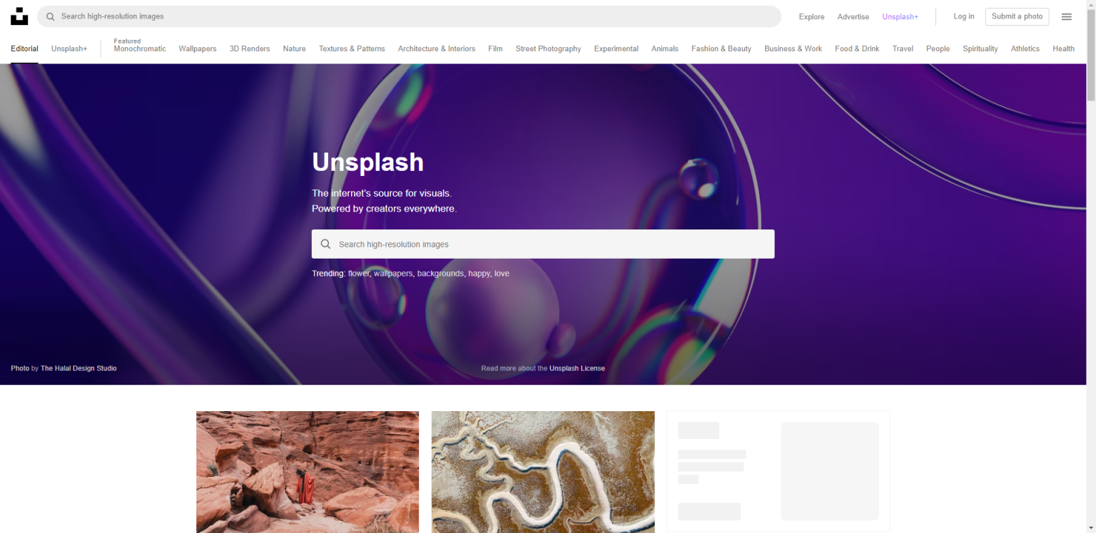 Unsplash 网站截图