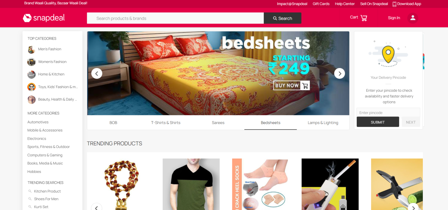 Snapdeal 网站截图