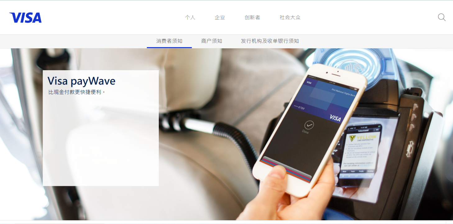 Visa pay 网站截图
