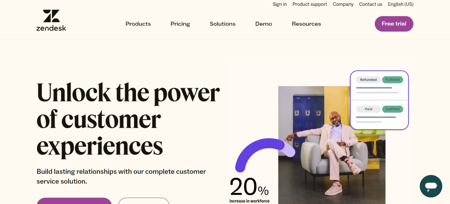 Zendesk 网站截图