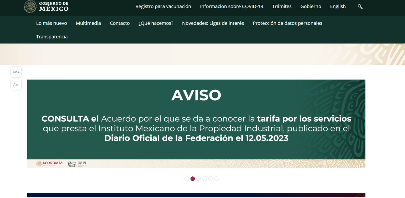 墨西哥商标局 网站截图